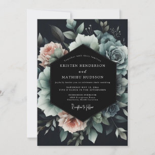 Convite Noiva Flor Slate Blue Noir