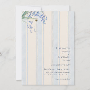 Convite Noiva Floral Azul Creme Sinfonia de Campainhas Azu