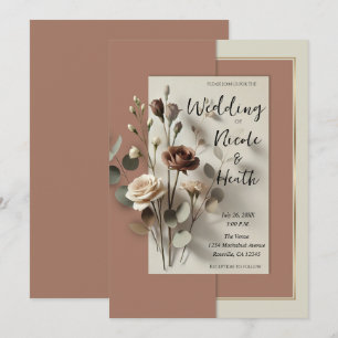 Convite Noiva Floral Botânica Moderna Mousse de Mocha