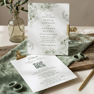 Convite Noiva Floral Botânica Verde Salgueiro Casamento El