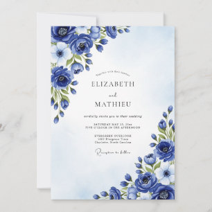 Convite Noiva Floral Cobalt Pintura