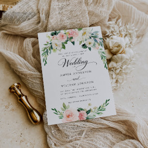 Convite Noiva Floral de Marfim Rosa Elegante Casamento
