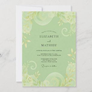 Convite Noiva Floral Delicada Verde Pistache