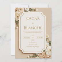 Noiva Floral Gilded Marfim Bege Ondulado