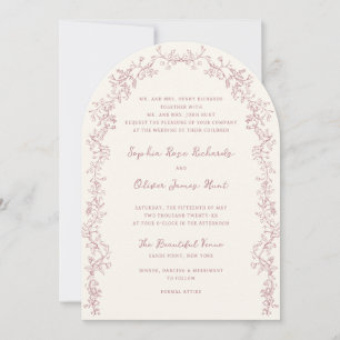 Convite Noiva Floral Linha Arte Arco Casamento Vintage Rús