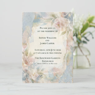 Convite Noiva Floral Magnólia Romântico Arejado Escocês Ca