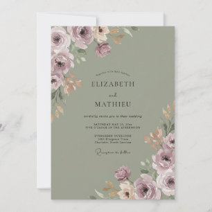 Convite Noiva Floral Mauve Pincelada de Casamento