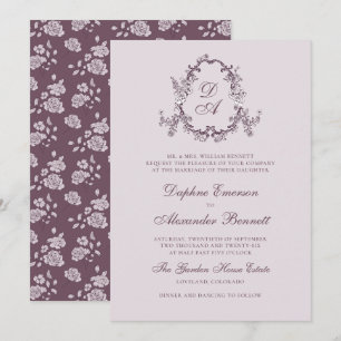 Convite Noiva Floral Monogramada Vintage Rosa Coral Casame