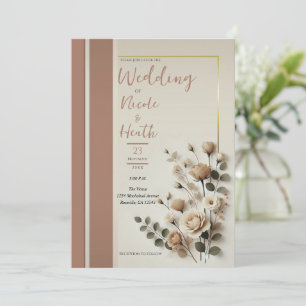 Convite Noiva Floral Neutra Mousser Mocha