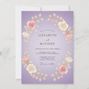 Convite Noiva Floral Romântica de Lavanda Casamento