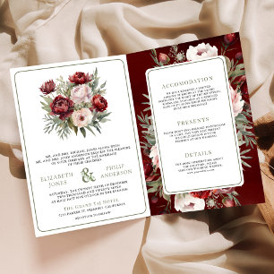 Convite Noiva Floral Rosa Bege Vermelho Borgonha Tudo em U