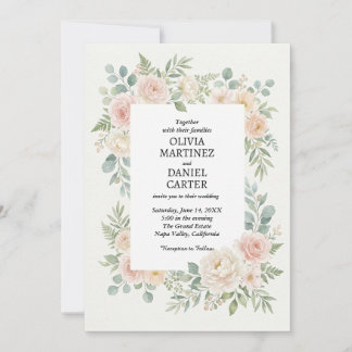 Convite Noiva Floral Rosa e Eucalipto