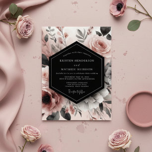 Convite Noiva Floral Rosa Poente Romance Casamento