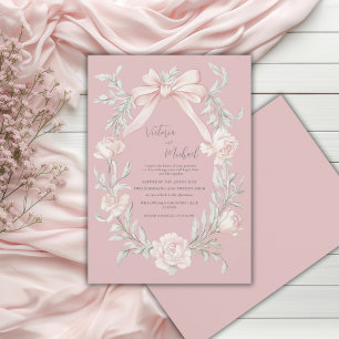 Convite Noiva Floral Rosa Verde Salvia Vintage Casamento