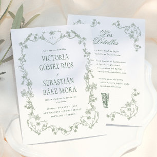 Convite Noiva Floral Vintage Verde Salgueiro Casamento Esp
