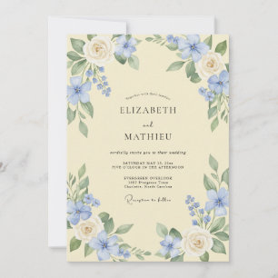 Convite Noiva Florescer Azul Céu Casamento