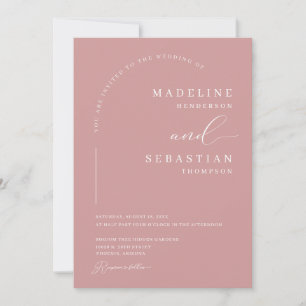 Convite Noiva Foto Casamento Arco Moderno Rosa Bege Empoei