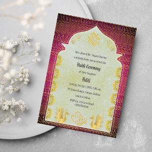 Convite Noiva Hindu Indiana Cerimônia Haldi Ganesha