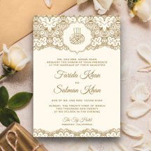 Noiva Islâmica Creme e Dourado com Renda