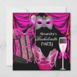 Convite Noiva Leopardo Rosa Mascarada Champanhe