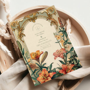 Convite Noiva Lírio Art Nouveau – Design de Moldura Floral