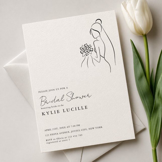 Convite Noiva Moderna Simples Desenho Chá de Noiva (Criador carregado)