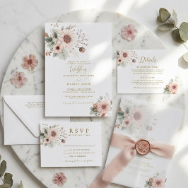 Convite Noiva Moderno Tendência Blush Rosa Empoeirado