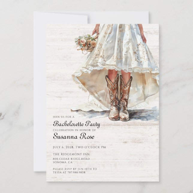 Convite Noiva Na Festa de solteira De Vestido De Casamento (Frente)