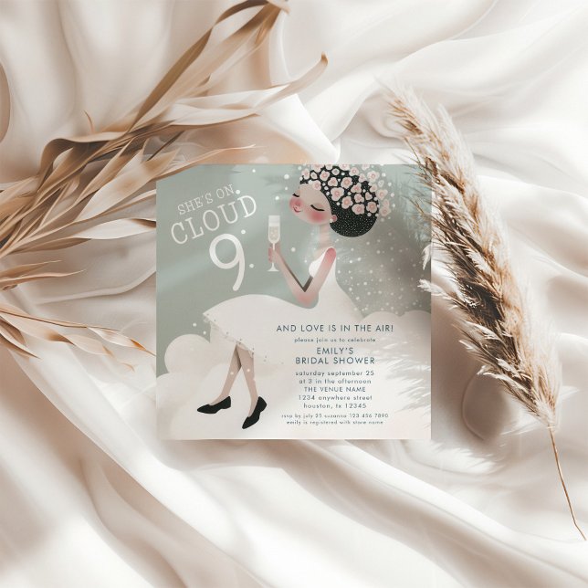 Convite Noiva na Praça do Chá de panela Teal Cloud 9 (Criador carregado)