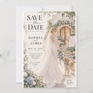 Convite Noiva no Jardim e Cachorro Save the Date