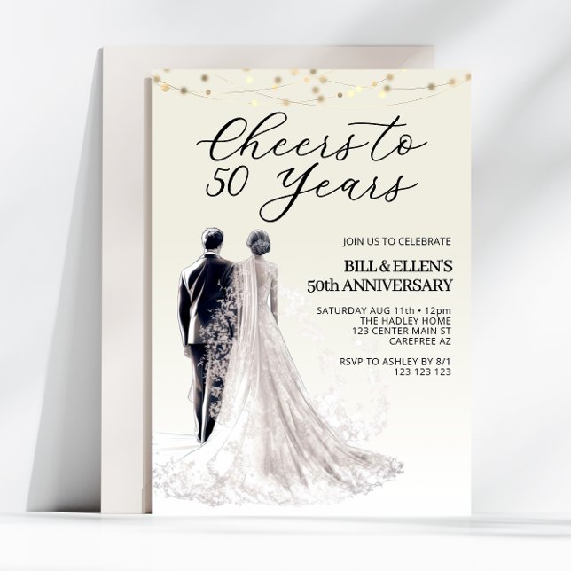 Convite Noiva Noivo 50º Aniversário de Casamento Elegante (Criador carregado)