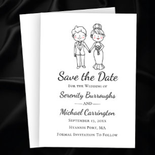 Convite Noiva Noivo Cartoon Casamento Salvar A Data Casame