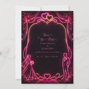 Convite Noiva Noivo Casamento Amor Neon Rosa Brilho