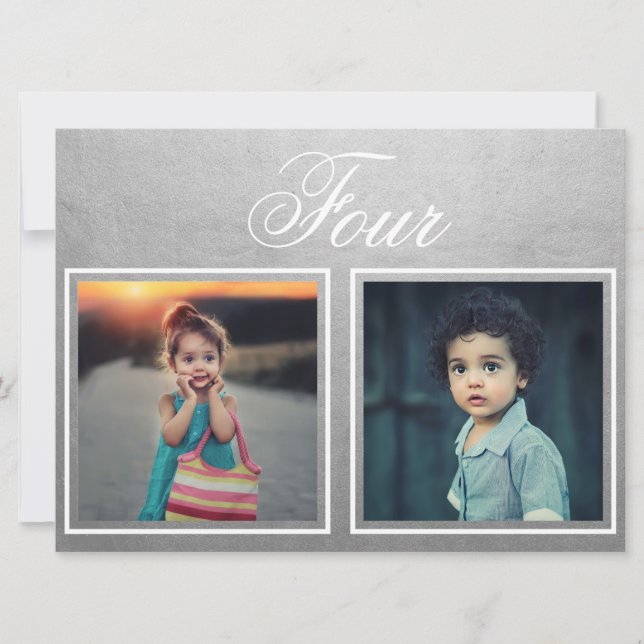 Convite Noiva Noivo Idade Elegante Chique Prata Número da  (Frente)