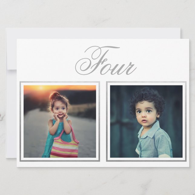 Convite Noiva Noivo Idade Elegante Sofisticado Prata Númer (Frente)