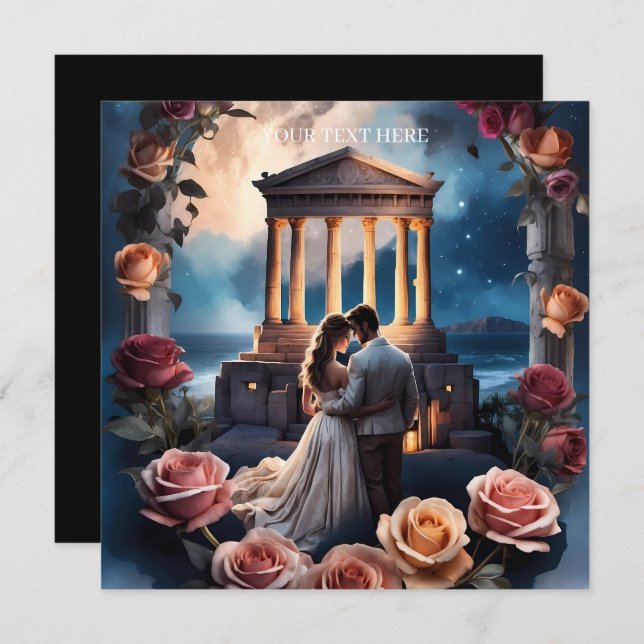 Convite Noiva & Noivo Lindos em Pé ao Lado do Mar (Frente/Verso)