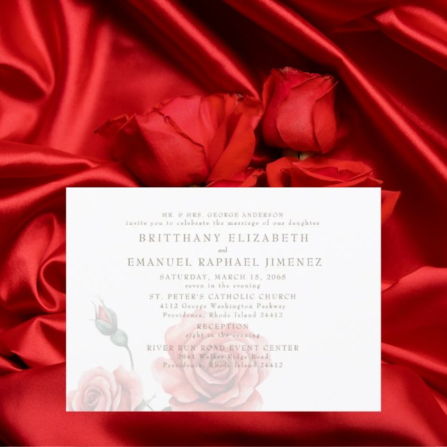 Convite Noiva Pais 2 Local Casamento Rosas Vermelhas (Criador carregado)