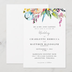 Convite Noiva Pais Casamento Floral Multicolorido Flor Sil