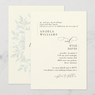 Convite Noiva Pais Casamento Folhagem Amarela Moderna