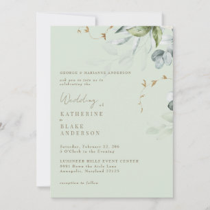 Convite Noiva Pais Casamento Folhagem Leve Sage