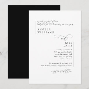 Convite Noiva Pais Casamento Preto e Branco Moderno