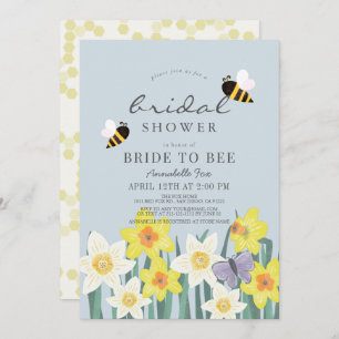 Convite Noiva para Bee Daffodil Blue Chá de panela Invitat