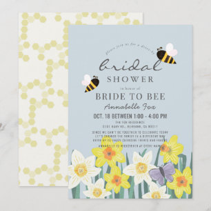 Convite Noiva para o Chá de panela Bee Daffodil Blue Drive