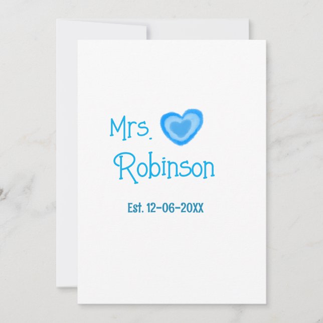 Convite Noiva para ser Sra. Adicione nome data azul coraçã (Frente)