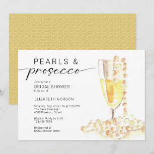 Convite Noiva Pérolas e Prosecco Personalizado Minimal
