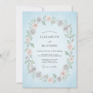 Convite Noiva Romance Floral Azul Céu Casamento