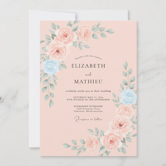 Convite Noiva Rosa Dainty Rose Casamento (Frente)