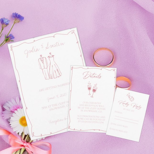 Convite Noiva-rosa-esbranquiçada Desenhada e Casamento de  (Criador carregado)