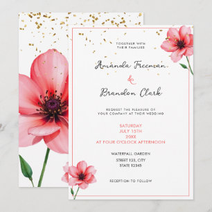 Convite Noiva Rosa Floral Confete Quadro Casamento Chic