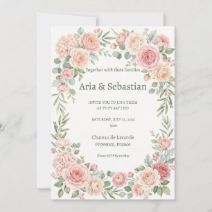 Convite Noiva Rosa Jardim Rosa Floral Casamento